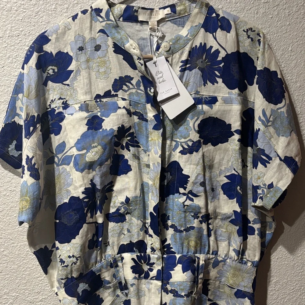 Ted Baker Blue Floral Jumpsuit, NWT, Size 4 (fits size 10-14)/SEE comments - Picture 4 of 6
